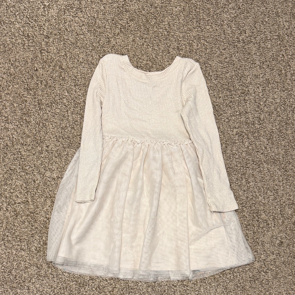 Cat & Jack Cream Long Sleeve Kids Dress